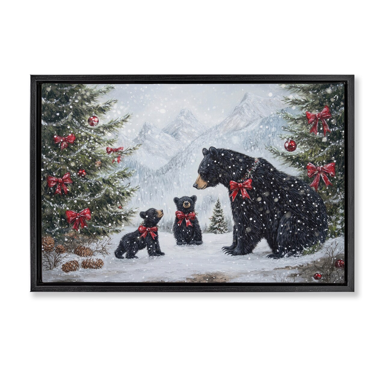 Stupell Industries Christmas Black Bears Floating Frame, design by Tina LeCour